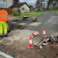 Armstrong's Surfacing Contractors replacing shared residential driveways in Glasgow 2024 Shared driveway replacement in Glasgow Scotland