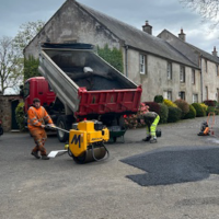 Road patching & repair work in Ayrshire Sundrum Castle approach road repair work