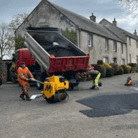 Road patching & repair work in Ayrshire Sundrum Castle approach road repair work