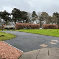 Glasgow 2024: Shared driveway badly weathered AFTER picture with new tarmacadam New tarmacadam driveways in Glasgow
