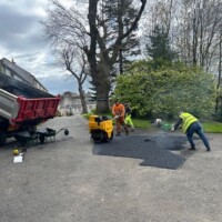 Armstrong's Surfacing crew working on road repairs in Ayrshire Ayrshire private road repairs