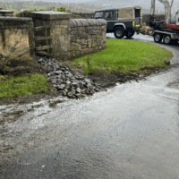 Storm drain in stone, Edinburgh EH33, to prevent water aggression