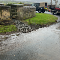 Storm drain in stone, Edinburgh EH33, to prevent water aggression
